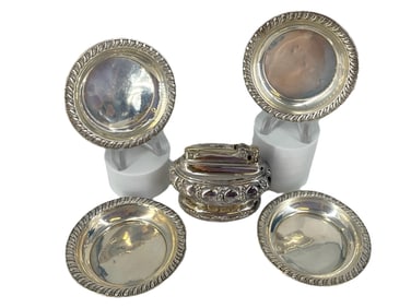 Desk Lighter and Silver Saucers