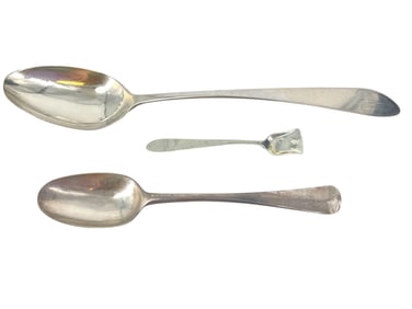 Antique 18th Century Salt Spoon by W.G. Forbes, Larger Antique Coin Silver Serving Spoon Hallmarked