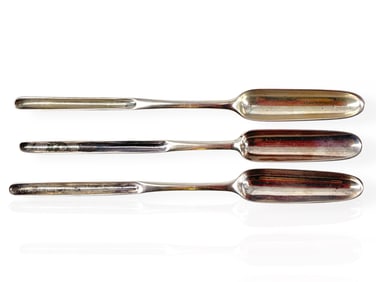 For the Person Who Has Everything - Collection of Three George III London Silver Marrow Scoops - One