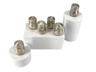 Six Little Sterling Silver Salt Casters