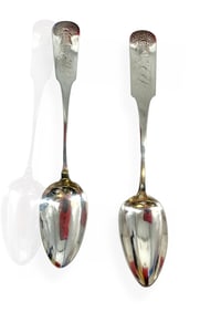 Two 9" Decorative Silver Serving Spoons