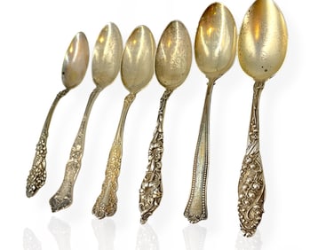 Six Lovely Vintage Sterling Silver Spoons