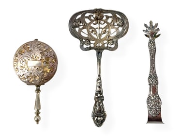 Antique Silver & Silver-Plated Items Include Sugar Tongs from Norway, Watson Bon Bon Silver Spoon in