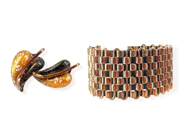 Open-Cuff Copper Bracelet Signed "Renoir" and Vintage Copper Earrings Hallmarked "Renoir"