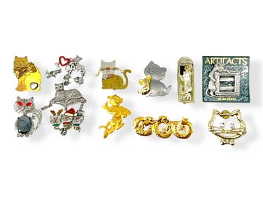 Crazy Cat Fashion Pins - Some Signed