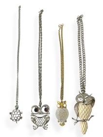 Vintage Necklaces: Turtles, Owls & Frogs - Oh My!