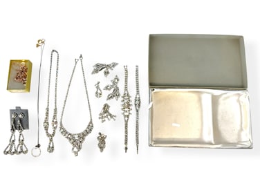Vintage Rhinestone Jewelry and Newer Rose-Tone DiamantÈ Jewelry Signed "Carolee"
