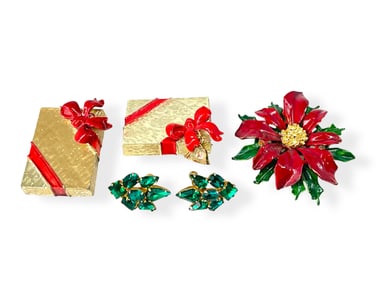 Signed Holiday Pins and Earrings