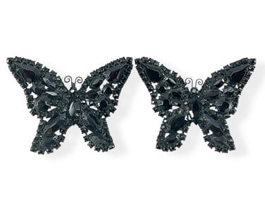 Vintage Signed "Weiss" Black Butterfly Brooches