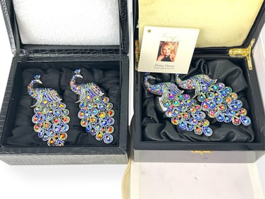 Four Gorgeous Peacock Designed High-End Napkin Rings #1 - $1398 Retail Price