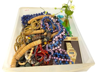 Vintage Glass Bead Necklaces, Tumbled Amethyst Stone Necklace, Necklaces Made from Decorative Nuts,