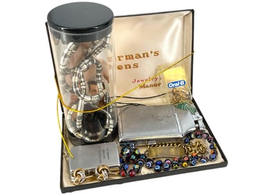 Two Older Lighters, Mens' Vintage Gold-Filled ID Bracelet, Older Girl Scout Pins, Le Twist Necklace