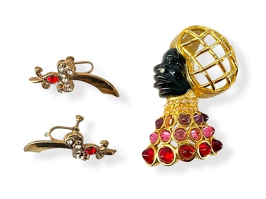 Signed "Coro Craft" Blackamoor Brooch* and Vintage Sword Earrings