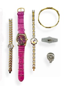 Vintage Fashion Jewelry Pieces and Three Ladies' Fashion Watches