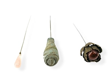 Vintage Hatpins - One has Rose Quartz Top