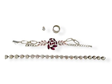 DiamantÈ Riviera Necklace, DiamantÈ Ring and Pendant and Sparkling Pink Fashion Stone Bracelet