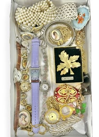 Fashion Necklaces, Pretty Quartz Fashion Watches, Fancy Enameled Egg Box with Matching Necklace,