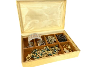 Vintage Fashion Jewelry, Chain Signed "Napier" and Antique Cufflinks All in Box
