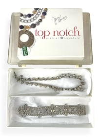 Vintage Rhinestone Bracelet Signed "Kramer of New York" and Necklace Hallmarked "Bogoff" Plus
