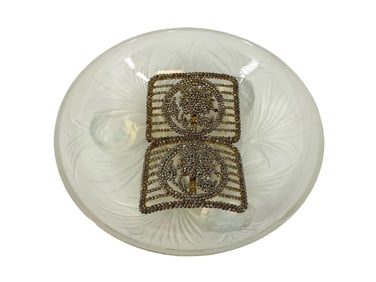 Signed "Verlys" Glass Vintage Pinecone Dish (France and Newark, Ohio) - Antique Shoe Buckles from