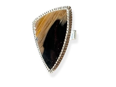Silver Ring w/Interesting Stone of Imperial Jasper