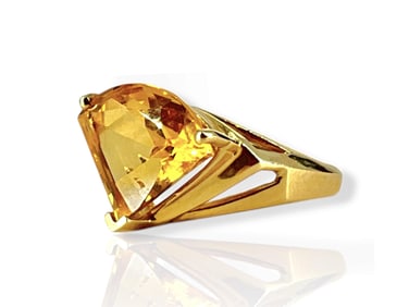 Modern Fancy-Cut Citrine Ring