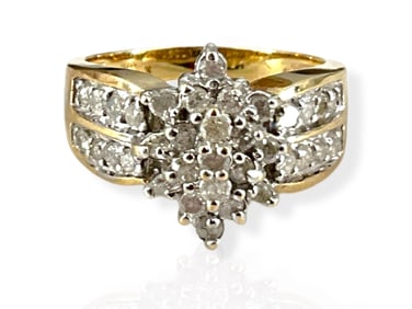 10k y/g Ring w/Diamond Cluster