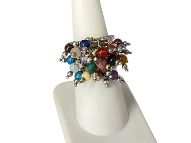 Funky Sterling and Stones Cluster Ring