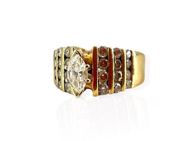 Marquise Diamond Ring in 14k Yellow Gold