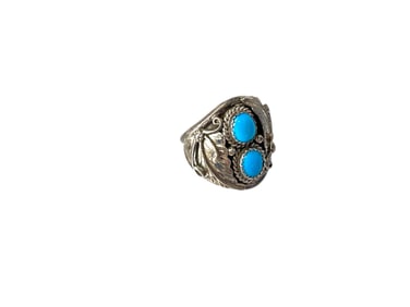 Southwestern Sterling Silver and Turquoise Stones Ring