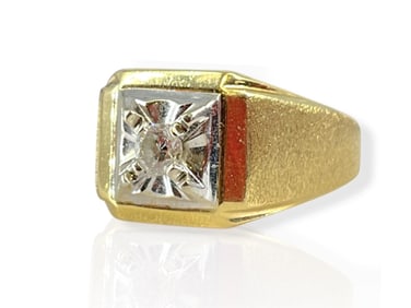 Mens' 14k y/g Ring w/Center Diamond