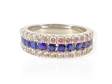 Beautiful Diamond & Sapphire White-Gold Half-Eternity Band