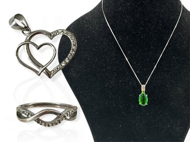 Three Decorative Sterling Silver Jewelry Pieces