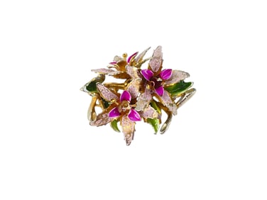 Painted Flowers Brooch