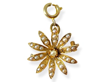 Antique Seed Pearl Starburst Pendant
