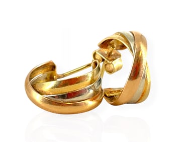 Pair of Tri-Tone 14kt Gold Earrings