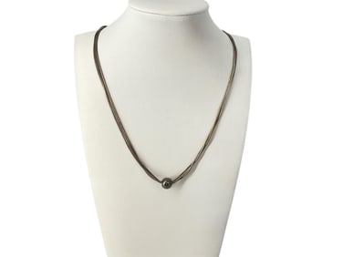 Sterling Silver Necklace with Slide Bead Pendant