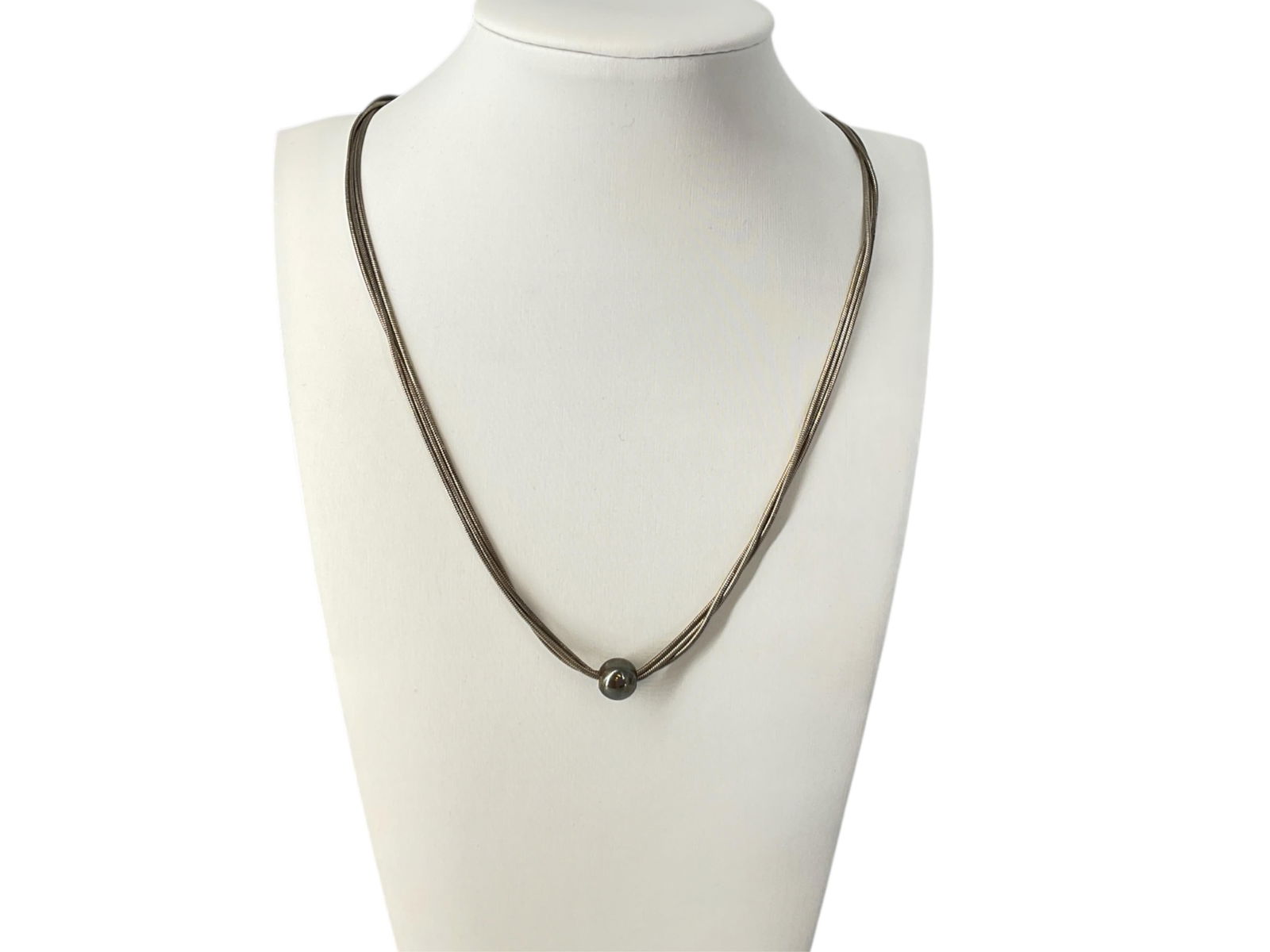 Sterling Silver Necklace with Slide Bead Pendant (1 of 6)