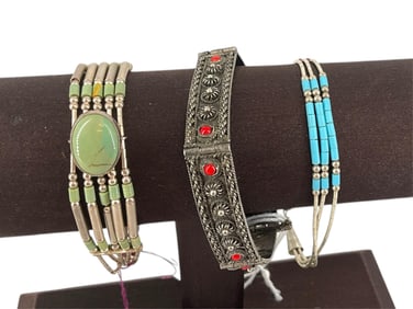 Three Sterling Silver Bracelets