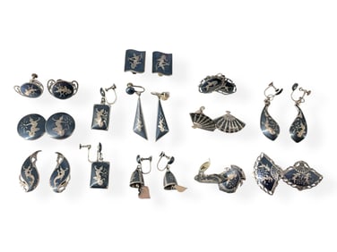 Vintage Collection of Silver Niello Jewelry - For Re-Sale, Gifting or Your Own Jewelry Box