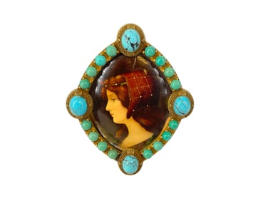Vintage/Antique Porcelain Miniature Picture in Elaborate Frame