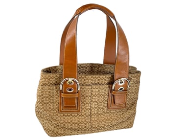 COACH Y2K Soho Signature Mini Satchel Toffee Brown Leather Buckle Bag - Like New