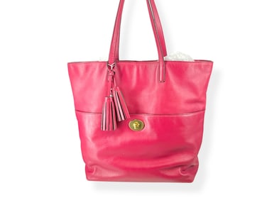 COACH Legacy Turn-Lock Tote in Red/Raspberry Leather