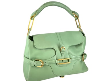 JIMMY CHOO Lovely Green Tulita Leather Shoulder Bag