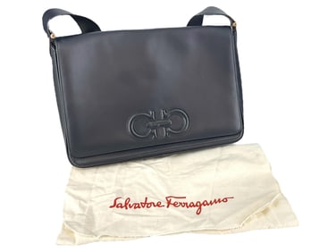 Vintage FERRAGAMO Black Leather Bag