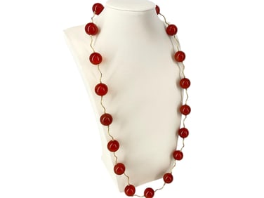 Fashion Necklace with Carnelian Stone Beads
