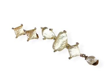 Gorgeous Vintage "Cecile Jeanne Paris" Matching Frosted Ice Brooch and Earrings
