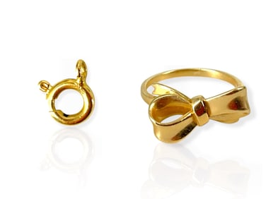 Cute 14k Bow Ring and 18k Spring Ring Clasp