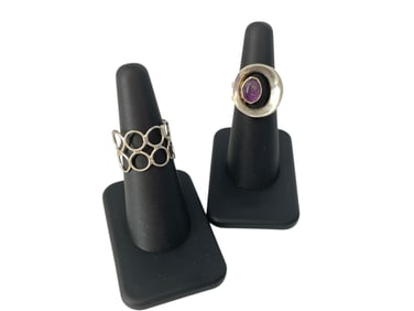 Two Silver Rings - One w/Amethyst