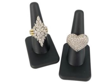 Two Silver Rings - One Heart Shaped